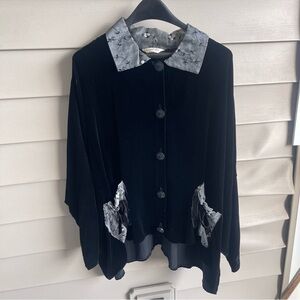 Angel Pie Womens M Black‎ Velour Blouse Whimsigoth Dark Romantic Festival Grunge